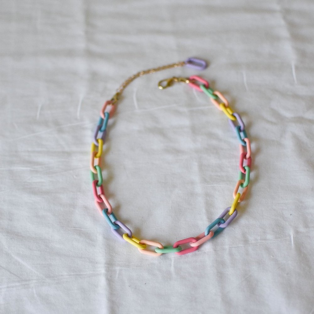 Pastel Multi-Color Chain Link Necklace